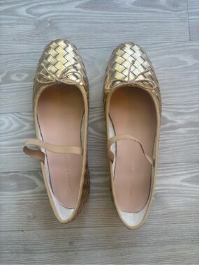 Loeffler Randall Leonie Ballet Flats 10 Gold NWT